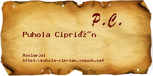 Puhola Ciprián névjegykártya